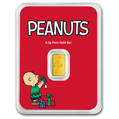 2025 Peanuts Christmas 0.5g Gold Coin in Card - CoinsTV