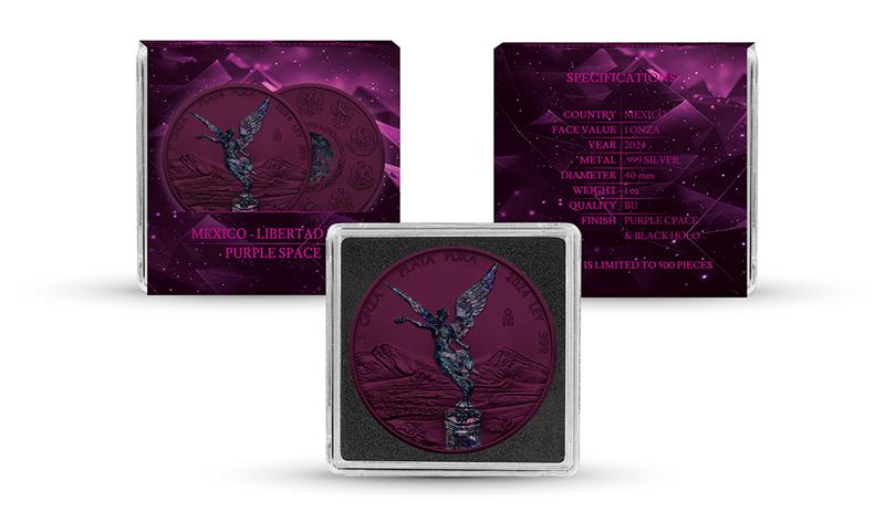 2024 Purple Space Mexico Libertad 1 oz Silver - CoinsTV