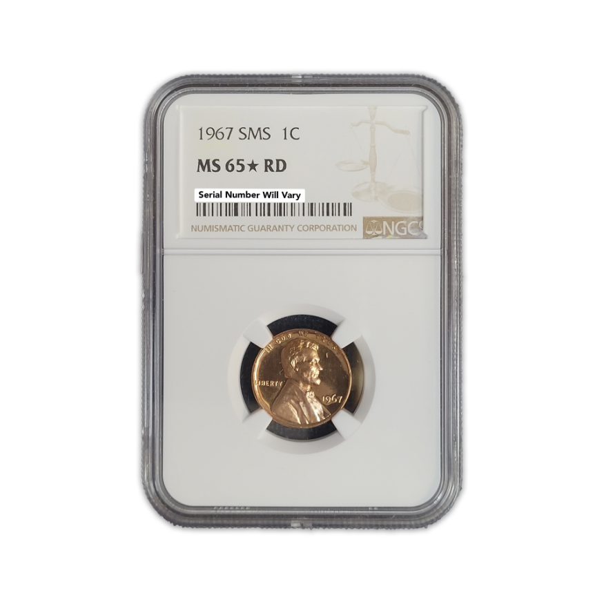 1967 Lincoln Cent - SMS NGC MS65 Star RD