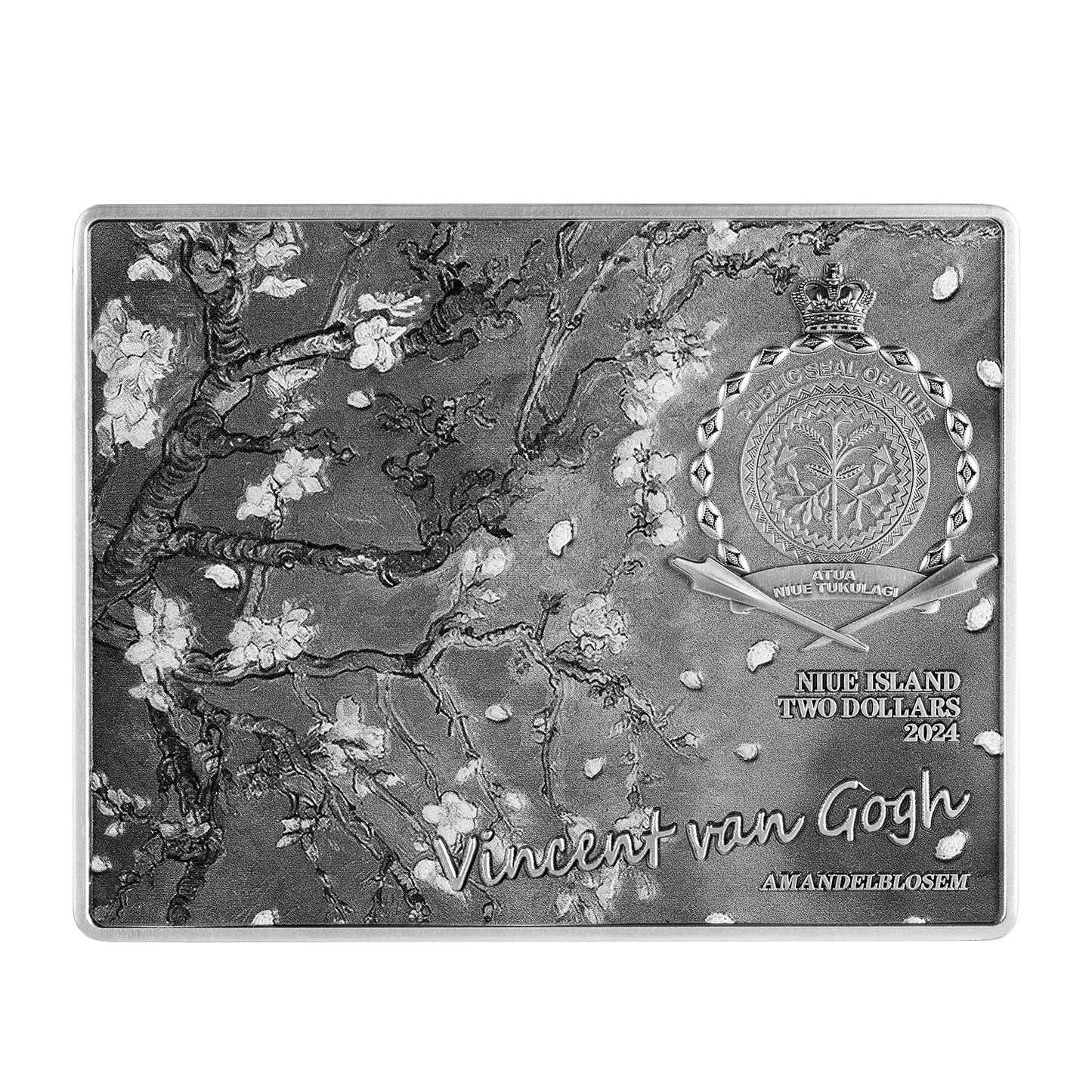 2024 Niue Almond Blossom 1890 by Vincent Van Gogh 1 oz Silver Coin with 14 oz Copper Core - CoinsTV