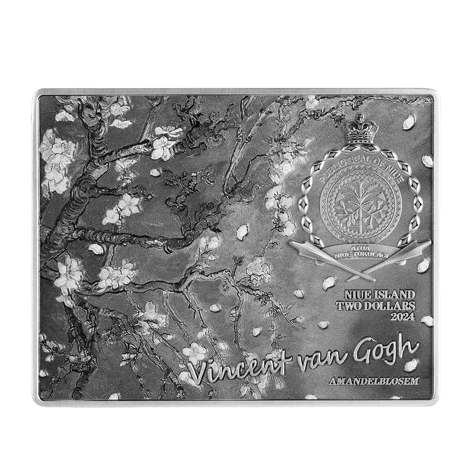 2024 Niue Almond Blossom 1890 by Vincent Van Gogh 1 oz Silver Coin with 14 oz Copper Core - CoinsTV