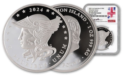 2024 Ascension Island Helmeted Liberty Proof 1 oz Silver - NGC PF 70 FDI - CoinsTV