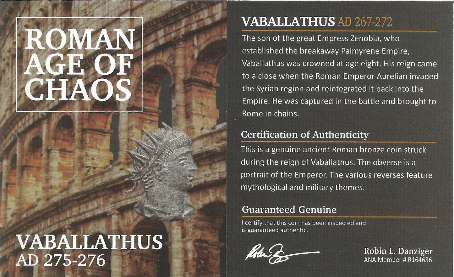 Ancient Palmyra Vabalathus & Aurelian AD 270-272 BI DblDenarius - NGC Graded - CoinsTV
