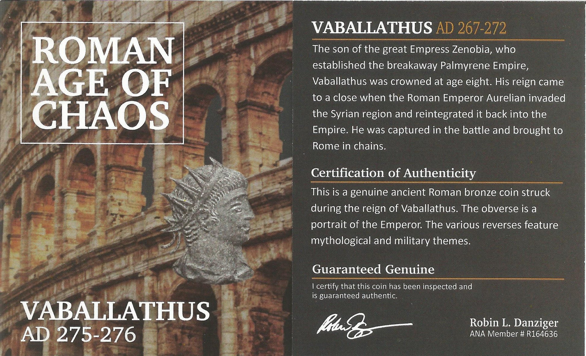 Ancient Palmyra Vabalathus & Aurelian AD 270-272 BI DblDenarius - NGC Graded - CoinsTV