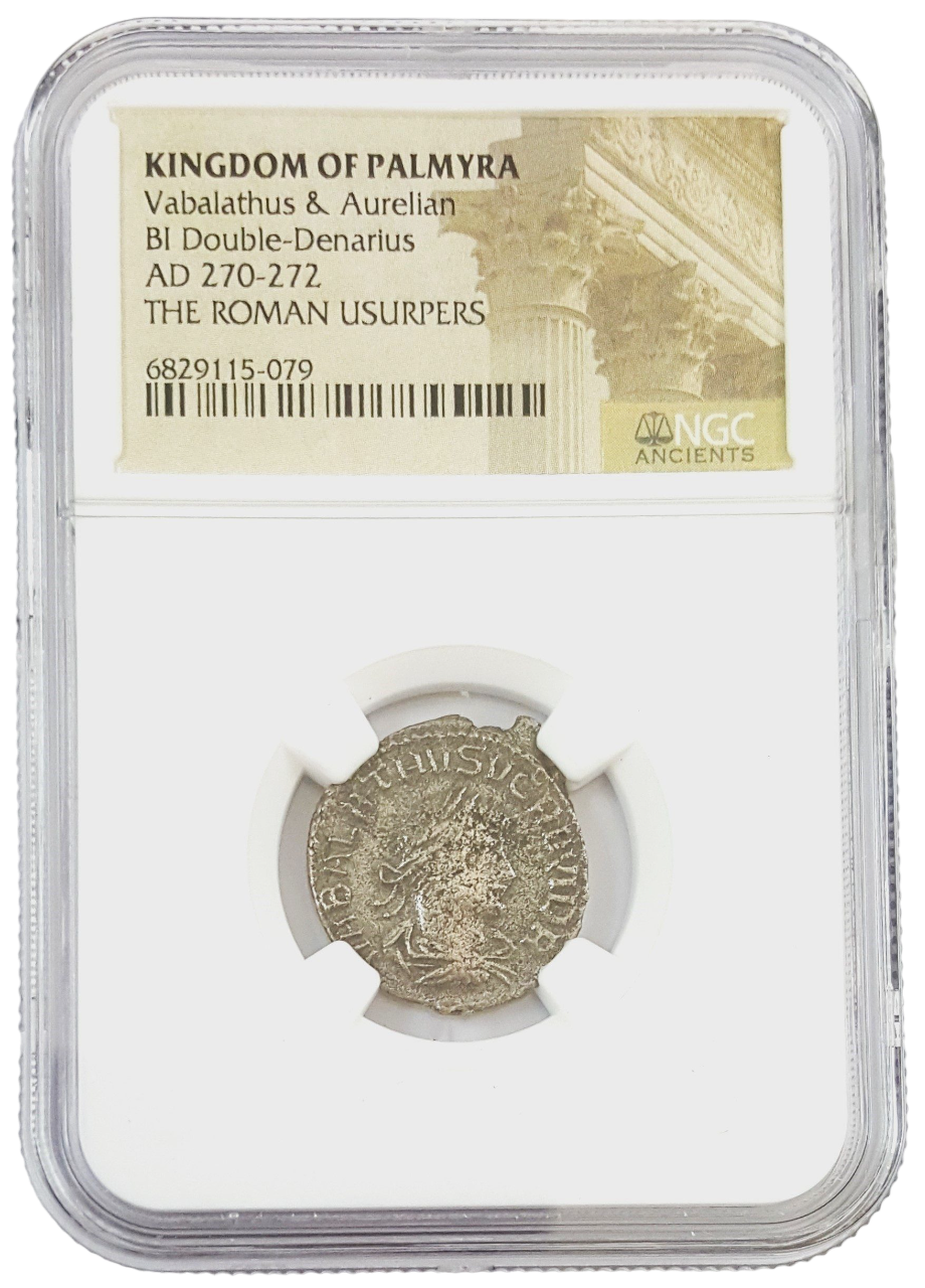 Ancient Palmyra Vabalathus & Aurelian AD 270-272 BI DblDenarius - NGC Graded - CoinsTV