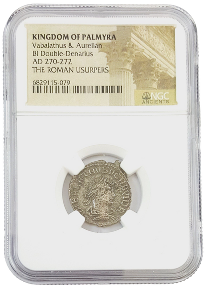Ancient Palmyra Vabalathus & Aurelian AD 270-272 BI DblDenarius - NGC Graded - CoinsTV