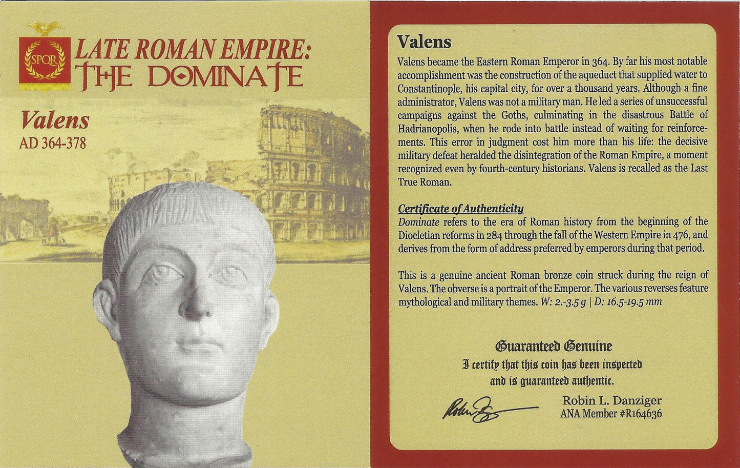 Ancient Roman Coin AE of Valens - Last Empire: The Dominate AD 364-378 - NGC XF