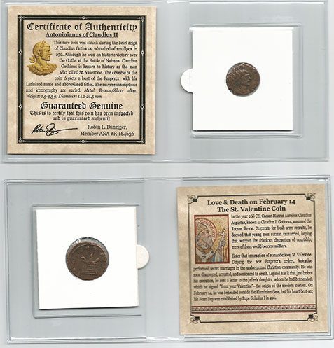 St. Valentine Bronze Coin of Claudius II Mini Album - CoinsTV