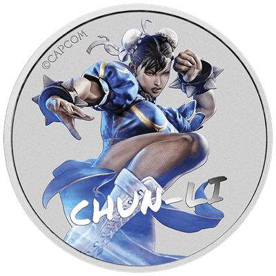 2022 Tuvalu Street Fighter - Chun Li - 1oz 9999 Silver Coloured BU Coin