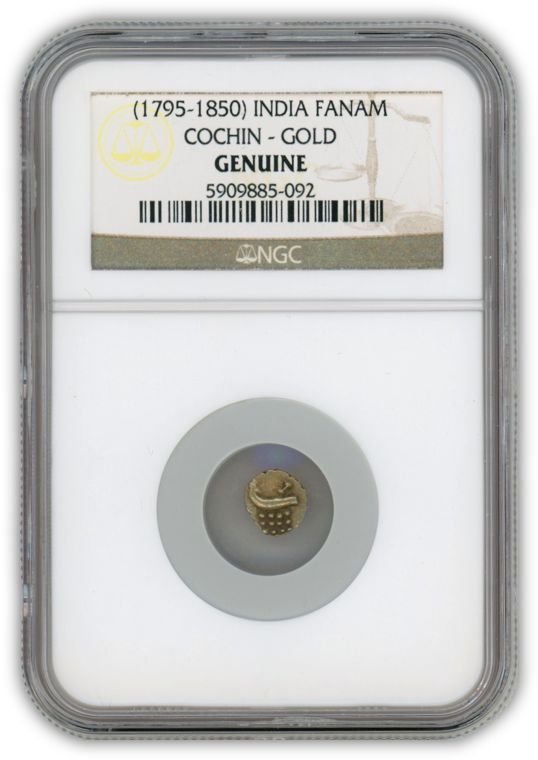 (1795 - 1850) India Fanam Cochin - Gold - GENUINE - NGC Certified