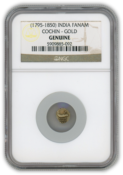 (1795 - 1850) India Fanam Cochin - Gold - GENUINE - NGC Certified
