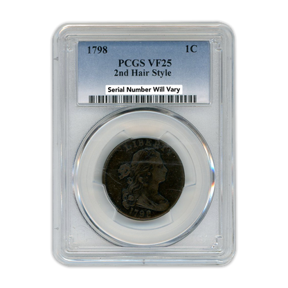1798 Draped Bust Cent 2nd Hair Style BN PCGS VF25