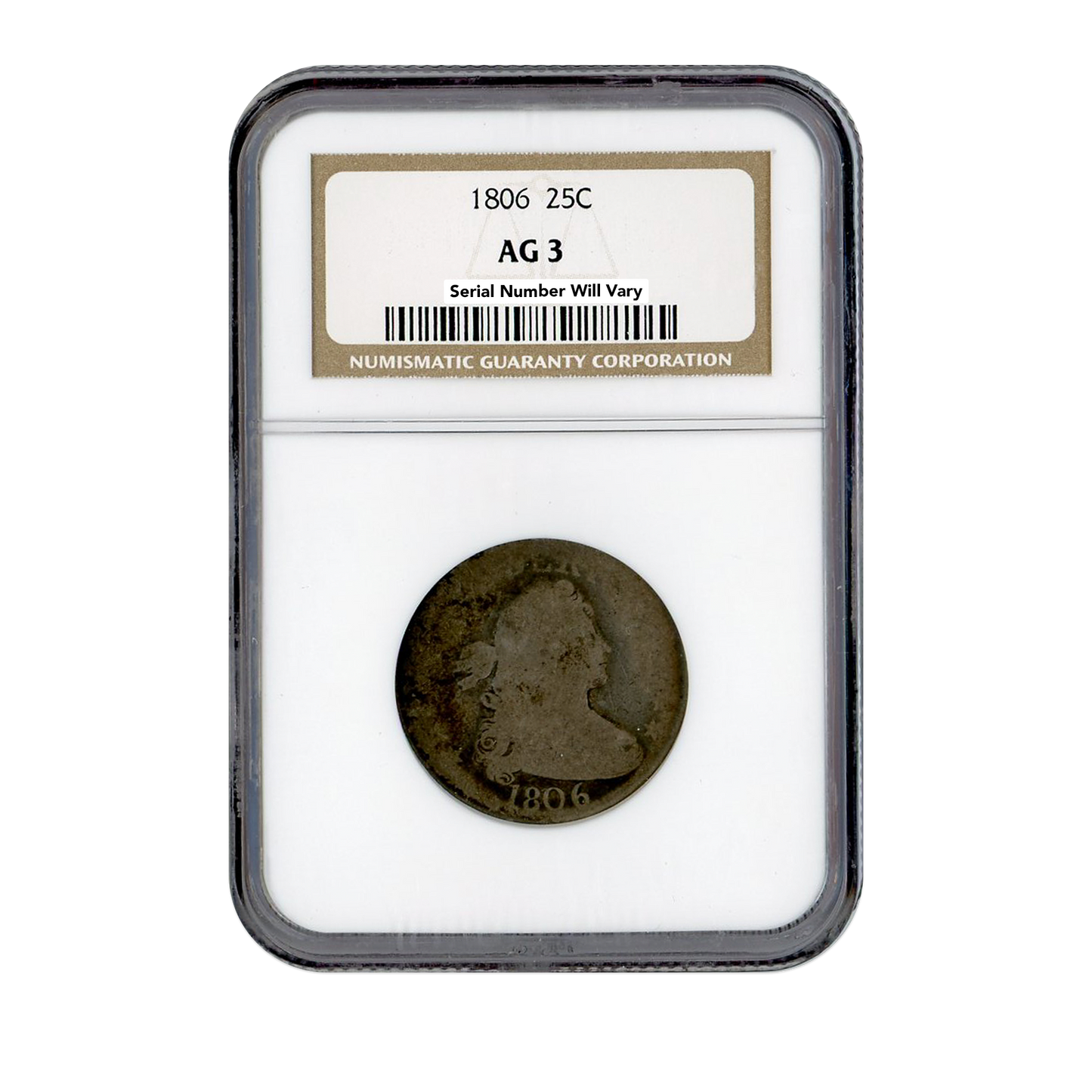 1806 Draped Bust Silver Quarter Dollar Philadelphia - NGC AG3