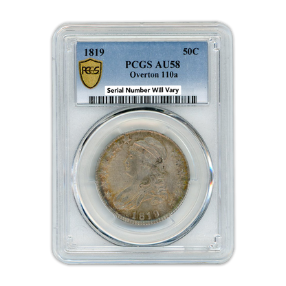 1819 50C Overton 110A Capped Bust Half Dollar PCGS AU58