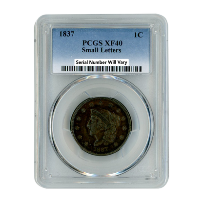 1837 Coronet Head Large Cent - Small Letters - PCGS XF40