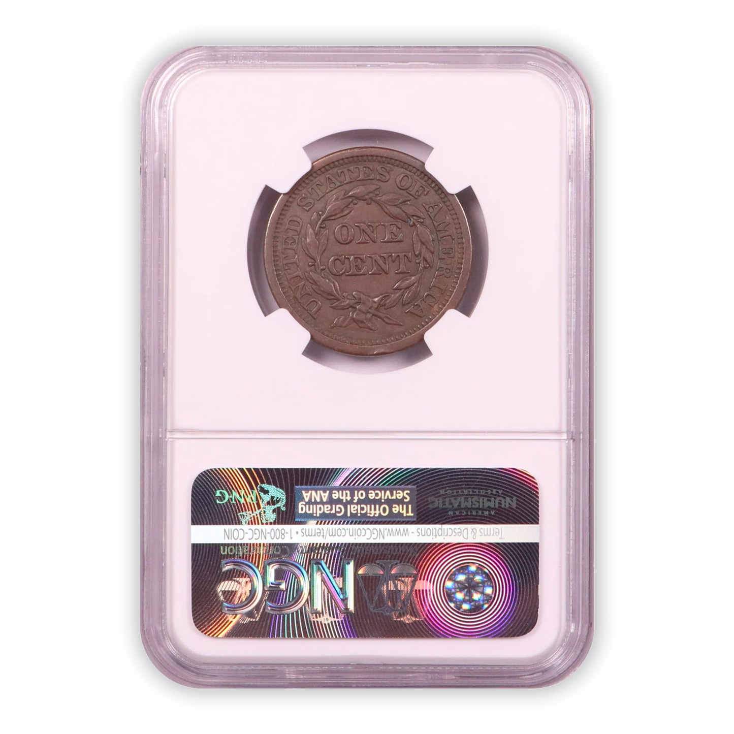 1845 Braided Hair Large Cent - NGC AU55 BN - CoinsTV