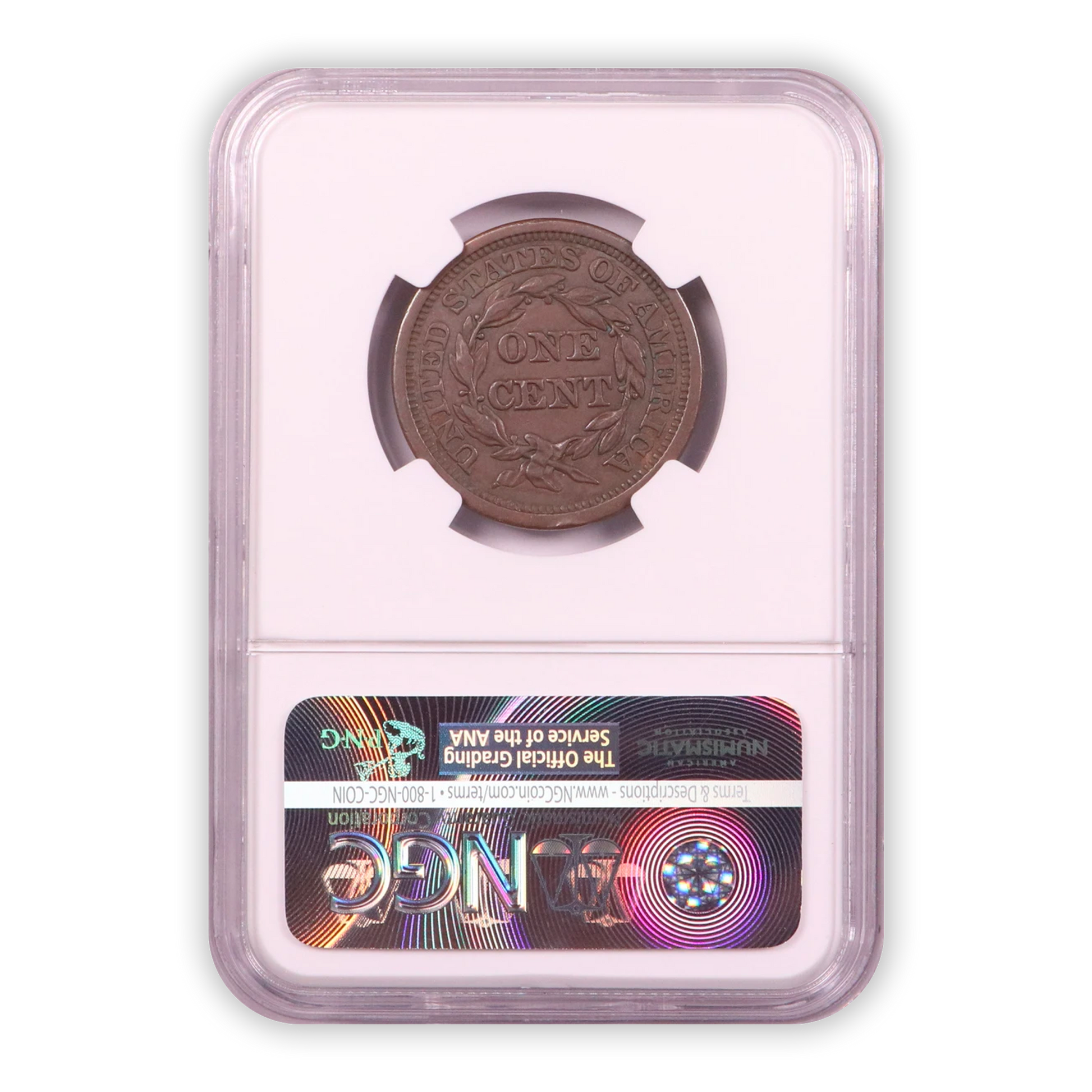 1845 Braided Hair Large Cent - NGC AU55 BN - CoinsTV