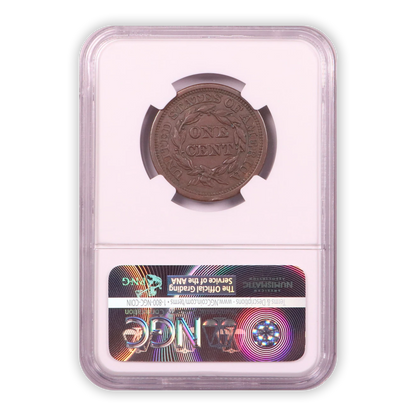 1845 Braided Hair Large Cent - NGC AU55 BN - CoinsTV