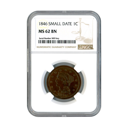 1846 Braided Hair Large Cent - Small Date - NGC MS62 BN