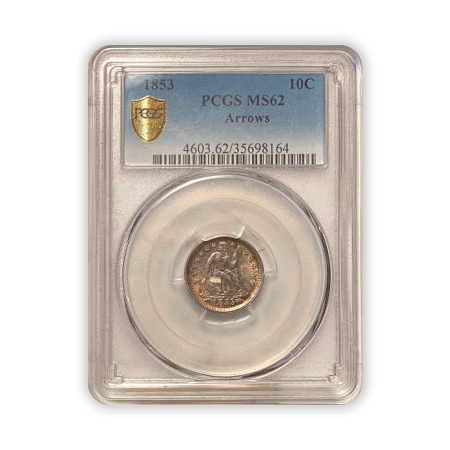 1852 Seated Liberty Dime Philadelphia - PGCS MS62