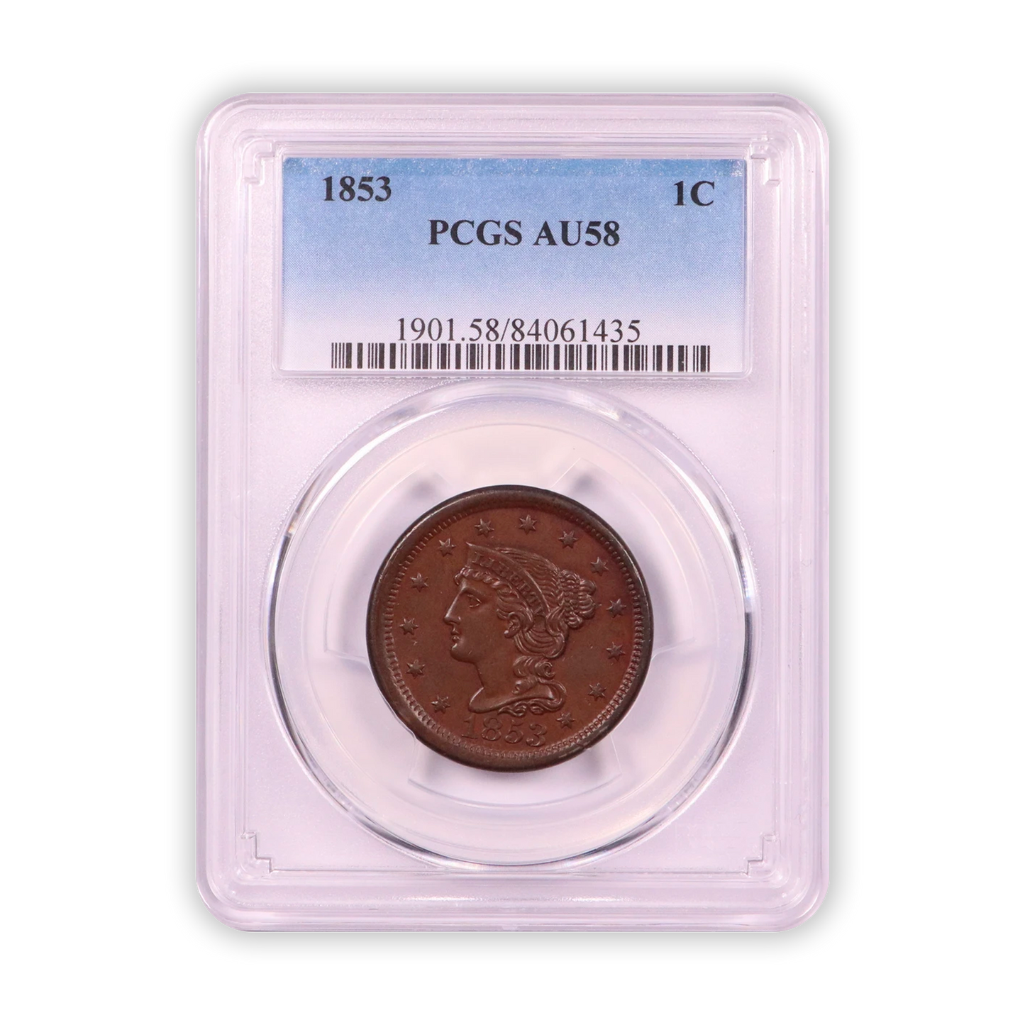 1853 Braided Hair Large Cent - PCGS AU58 BN - CoinsTV