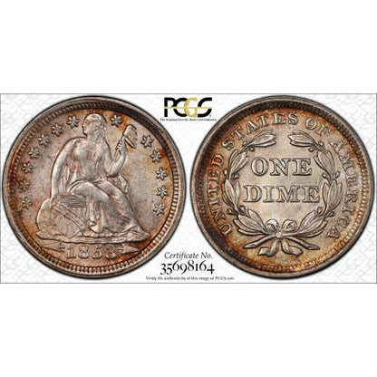 1852 Seated Liberty Dime Philadelphia - PGCS MS62