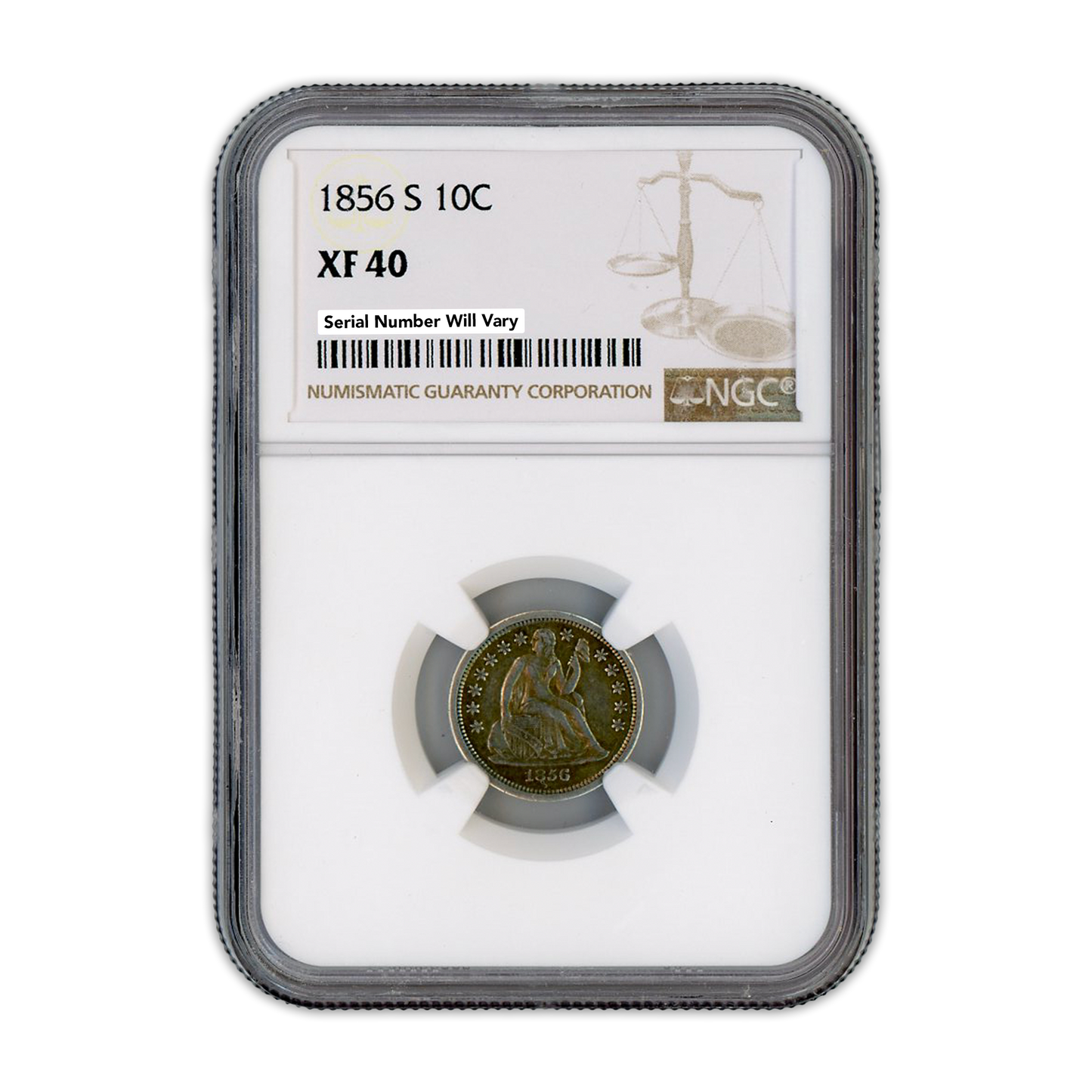 1856 S Seated Liberty Dime - NGC XF40 - CoinsTV