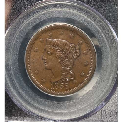 1856 Braided Hair Large Cent - Slanted 5 - PCGS MS64 BN