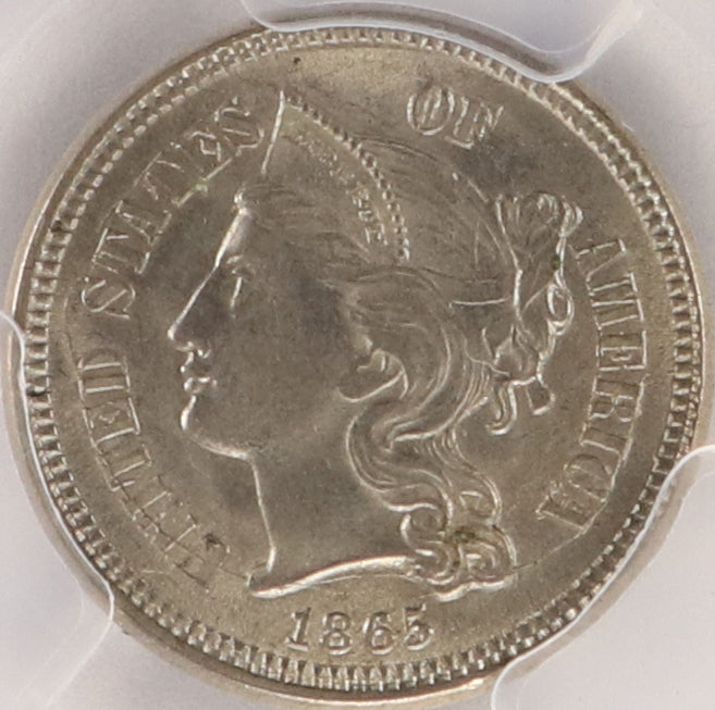 1865 Three Cent Nickel - PCGS MS64