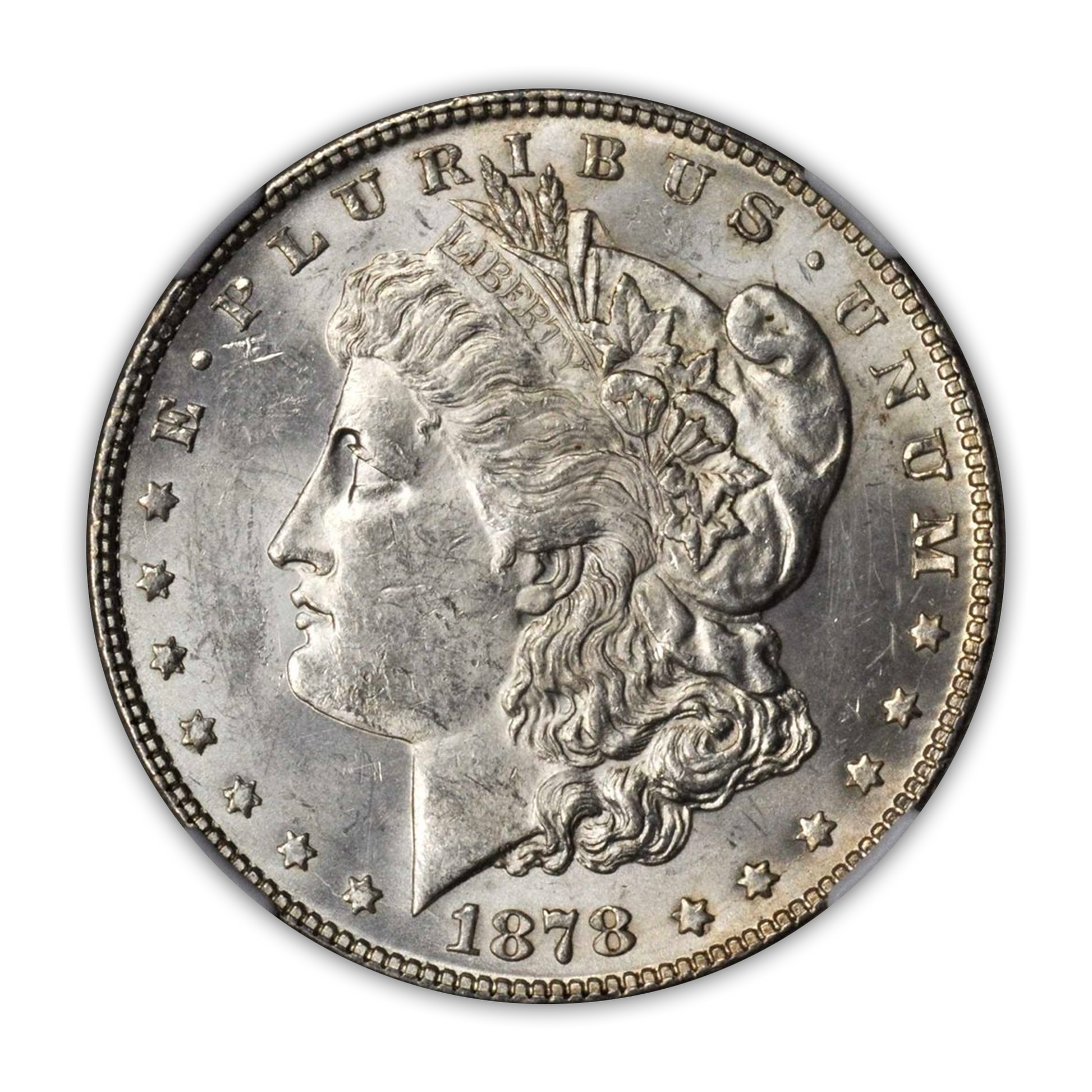 1878 Morgan Silver Dollar Philadelphia 7/8 Tail Feathers - Brilliant Uncirculated - CoinsTV