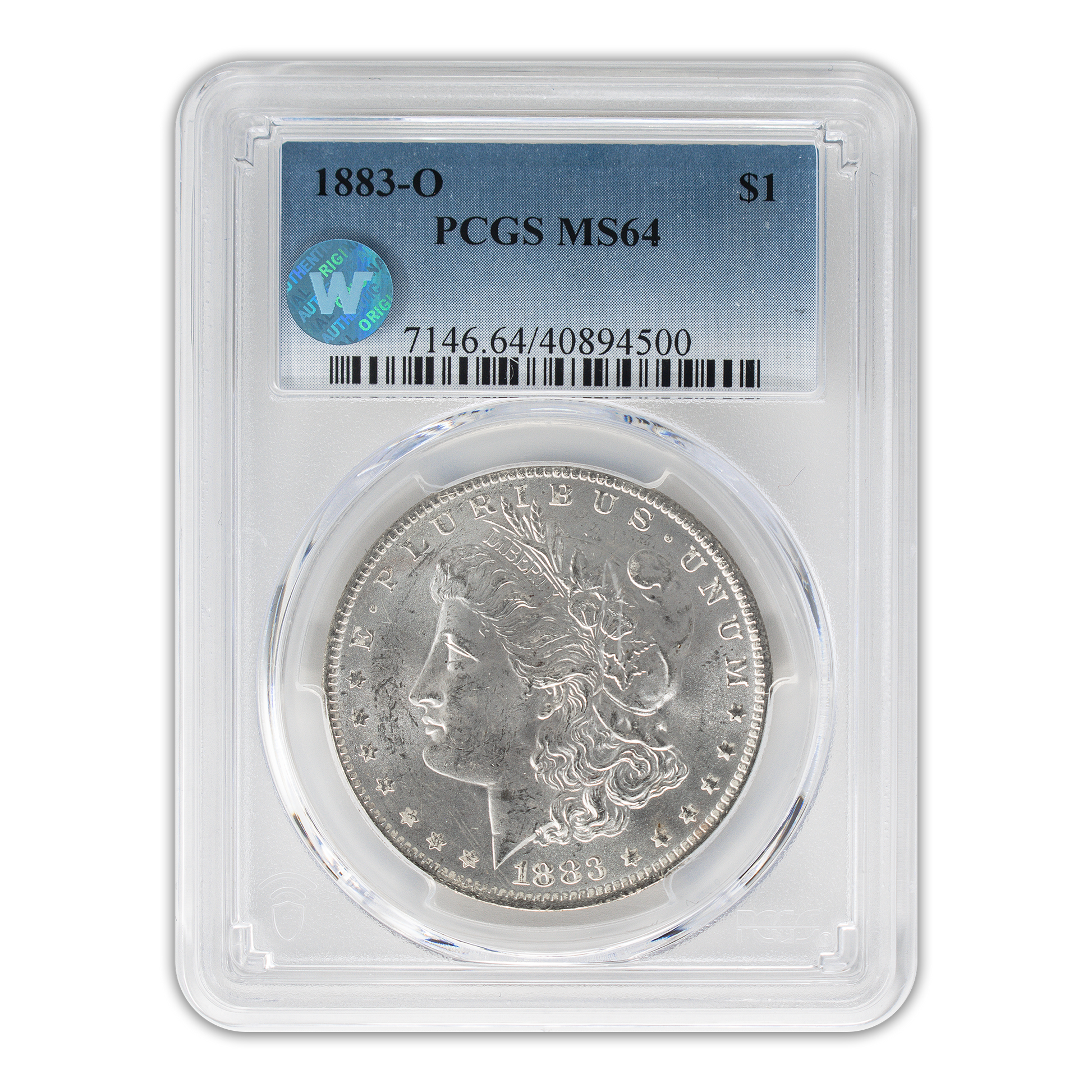 1883 Morgan Silver Dollar New Orleans - PCGS MS64 Sight White - CoinsTV