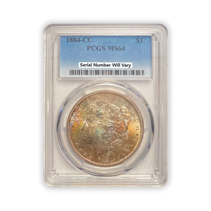 1884 Morgan Silver Dollar Carson City - PCGS MS64 Rainbow Toned