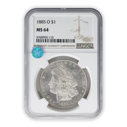1885 O Morgan Silver Dollar New Orleans - NGC MS64 Sight White