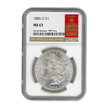 1885 Morgan Silver Dollar New Orleans - NGC MS63 Red Book Label