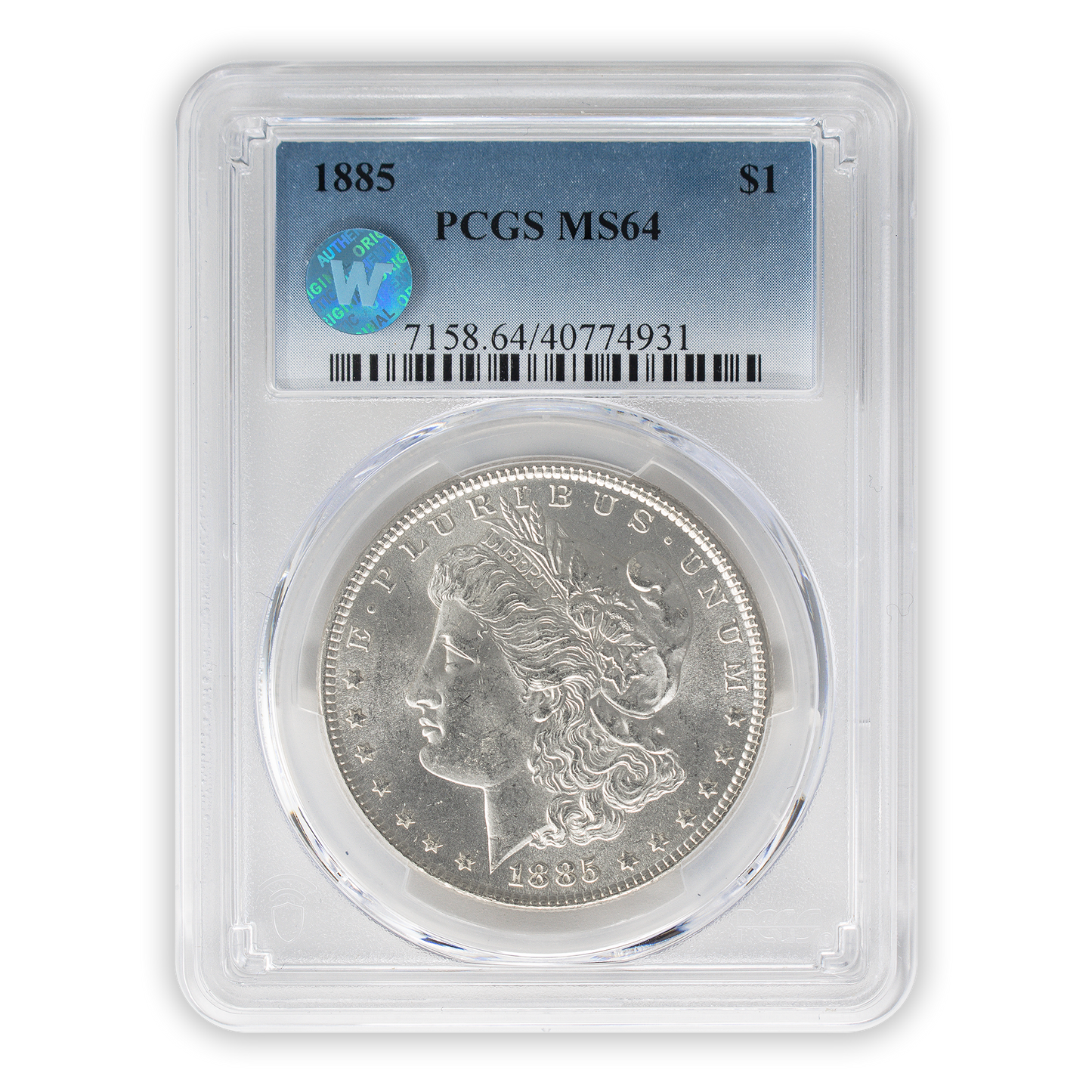1885 Morgan Silver Dollar Philadelphia - PCGS MS64 Sight White
