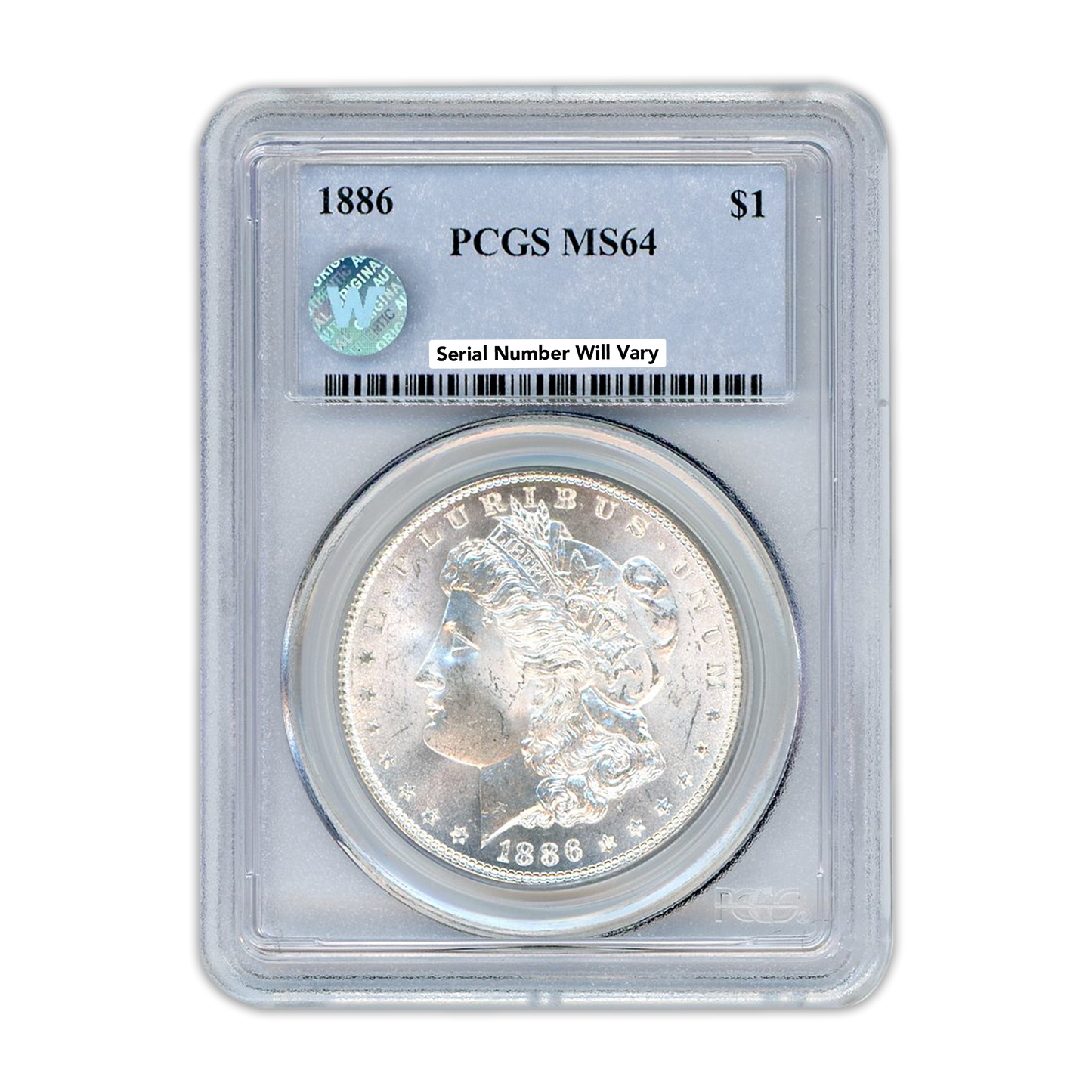 1886 Morgan Silver Dollar Philadelphia - PCGS MS64 Sight White