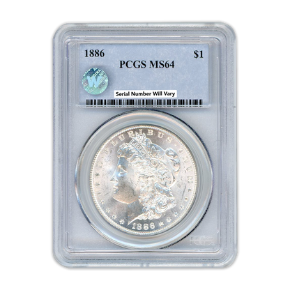 1886 Morgan Silver Dollar Philadelphia - PCGS MS64 Sight White