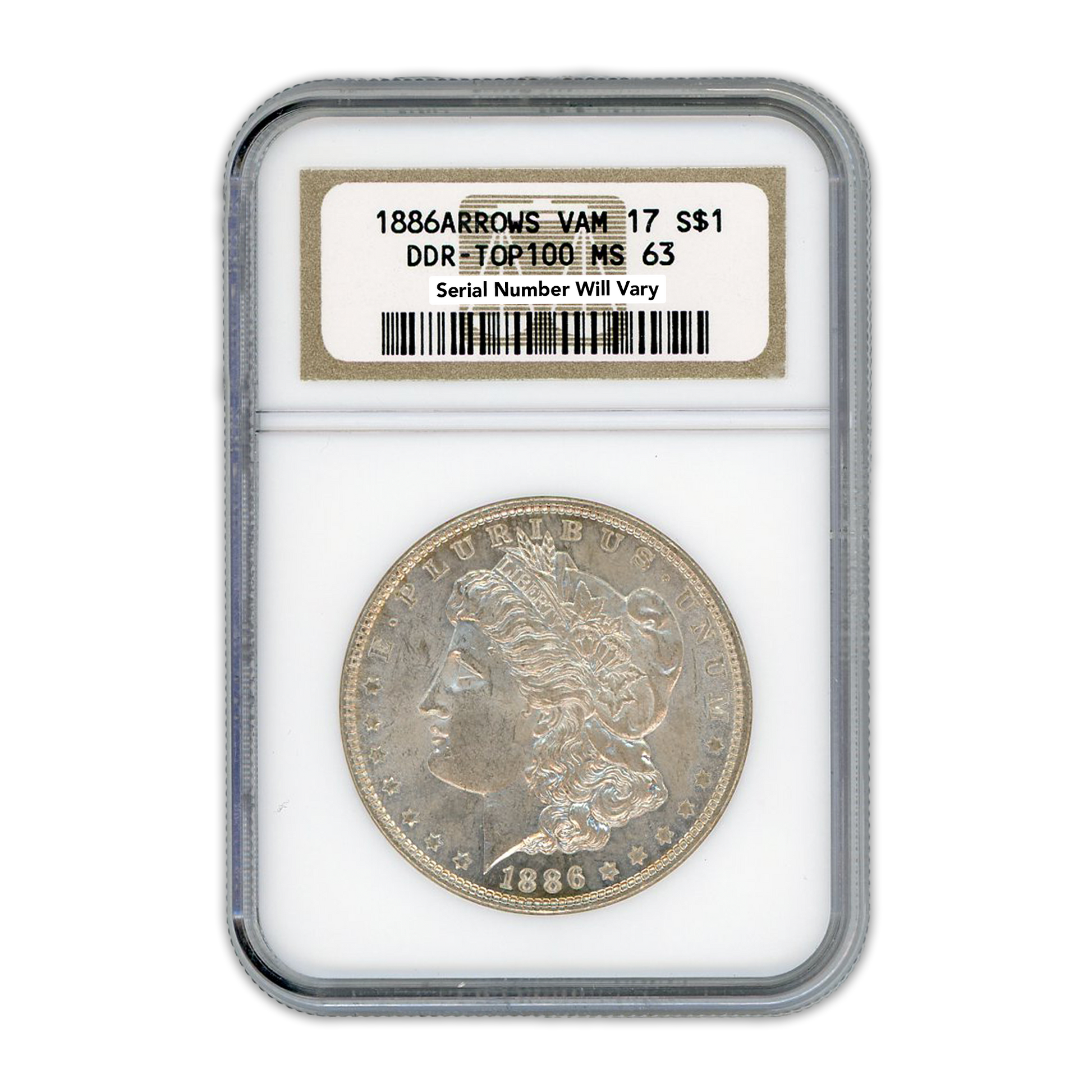 1886 Morgan Silver Dollar Philadelphia - Vam 17 DDR With Arrows - NGC MS63 - CoinsTV