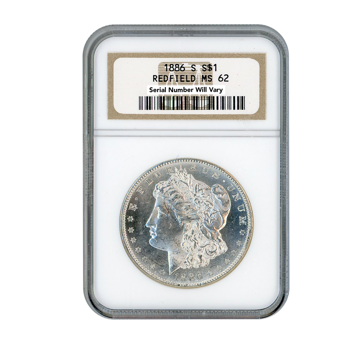 1886 S Silver Morgan Dollar Redfield San Francisco - NGC MS62