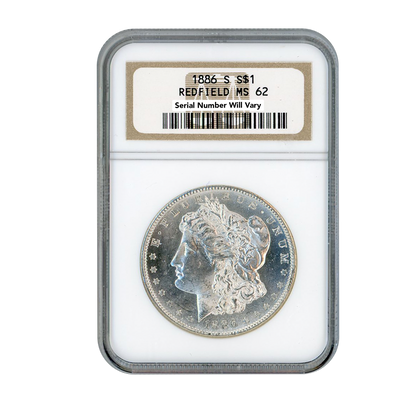 1886 S Silver Morgan Dollar Redfield San Francisco - NGC MS62