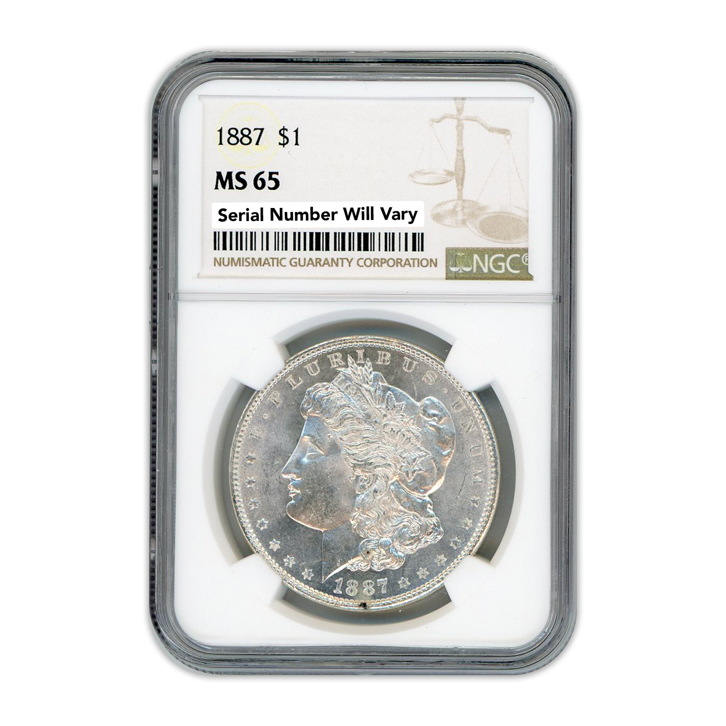 1887 Morgan Silver Dollar Philadelphia - NGC MS65