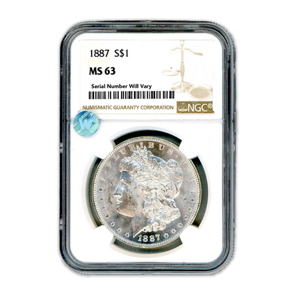 1887 Morgan Silver Dollar Philadelphia - NGC MS63 Sight White