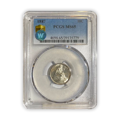 1887 Seated Liberty Dime Philadelphia - PGCS MS65 Sight White - CoinsTV