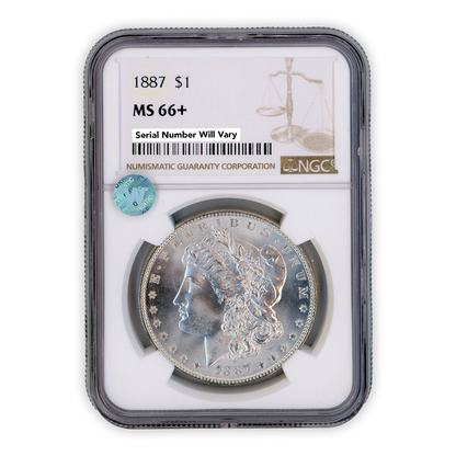 1887 Silver Morgan Dollars Philadelphia NGC MS66+ Sight White