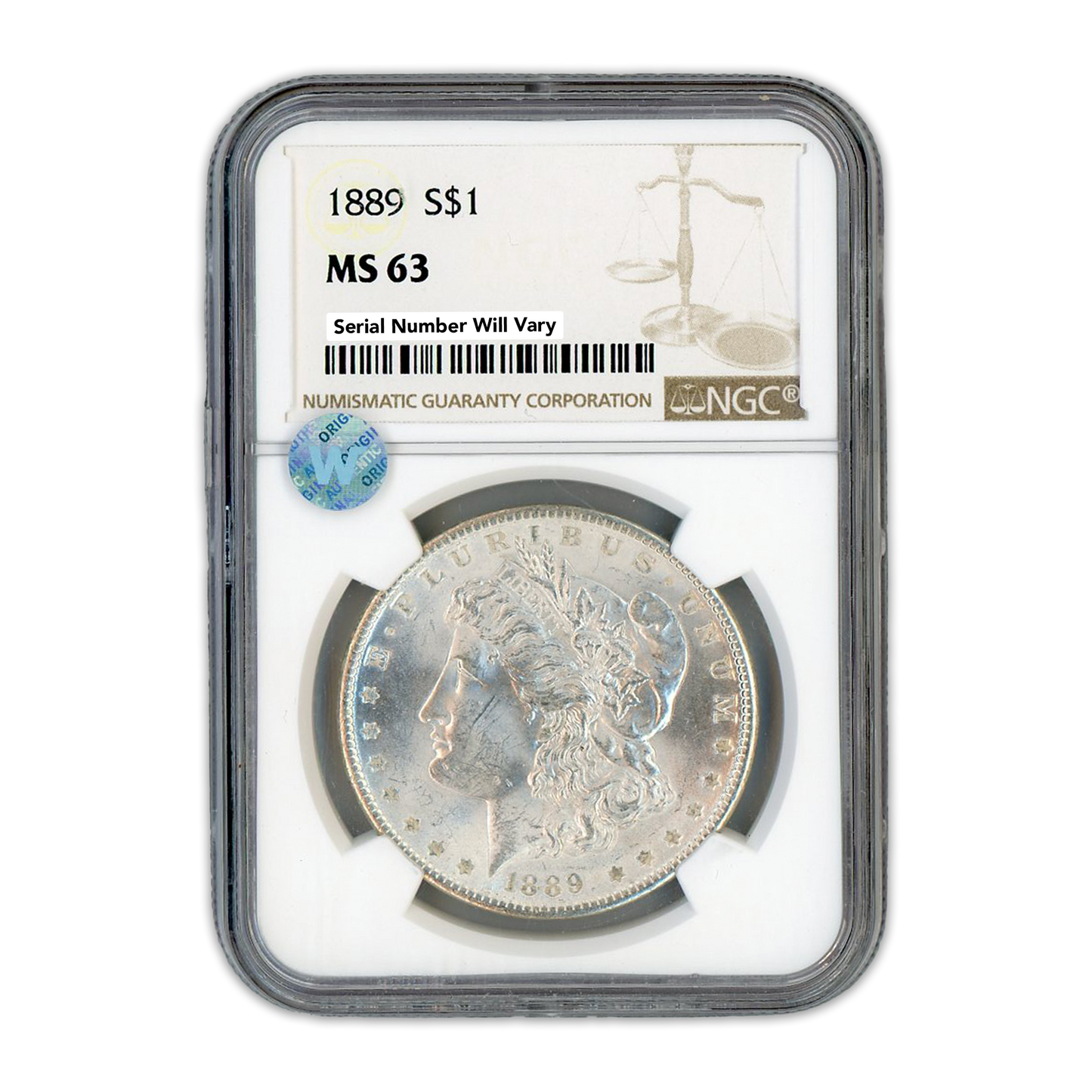 1889 Morgan Silver Dollar Philadelphia - NGC MS63 Sight White - CoinsTV
