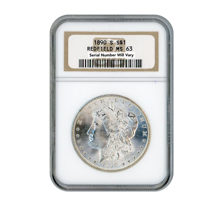 1890 S Silver Morgan Dollar Redfield - NGC MS63