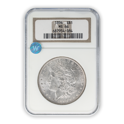 1896 Morgan Silver Dollar Philadelphia - NGC MS64 Sight White