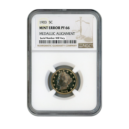 1903 Liberty Head Nickel Mint Error NGC PF66 Medallic Alignment