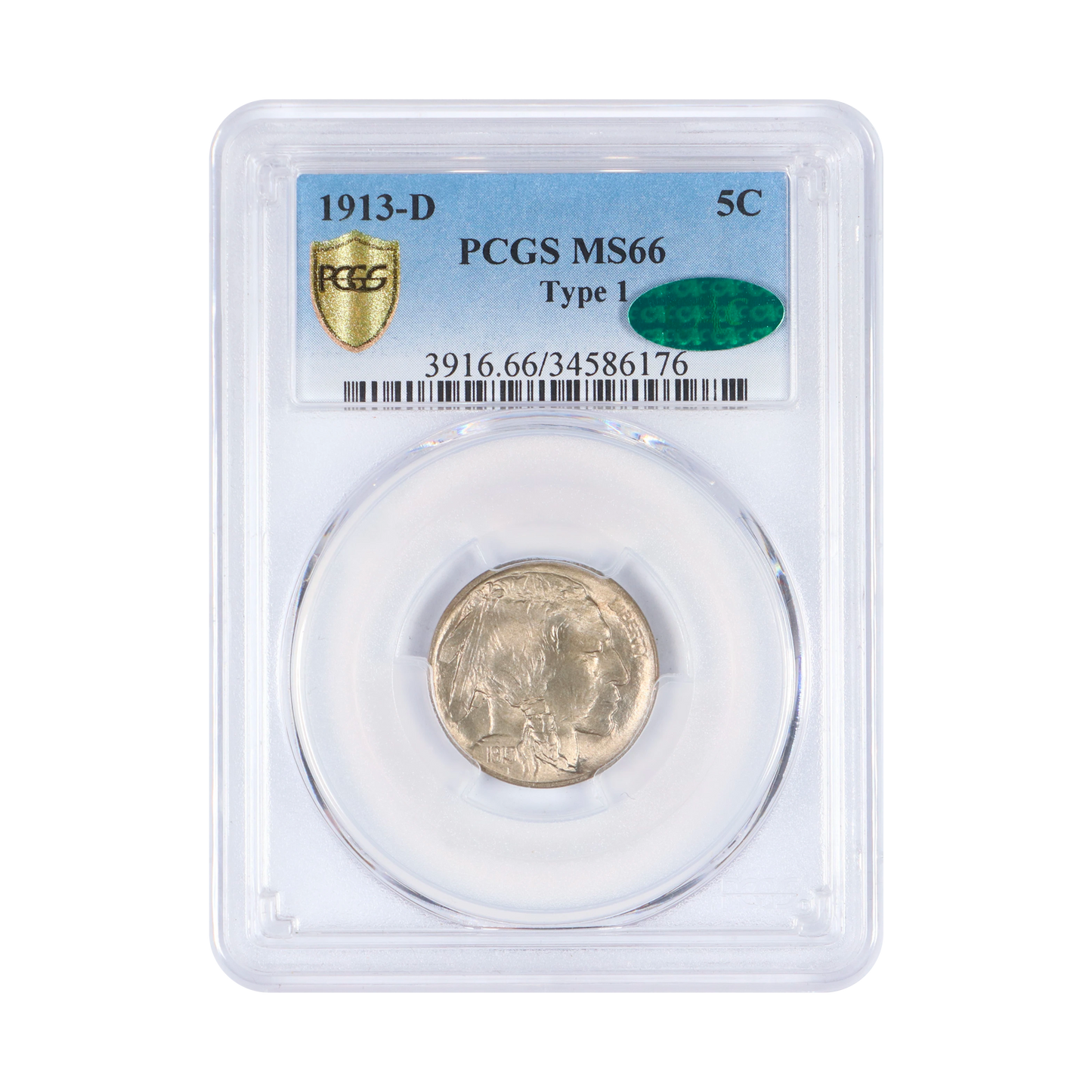 1913 D Buffalo Nickel Denver - Type I - PCGS MS66 CAC - CoinsTV