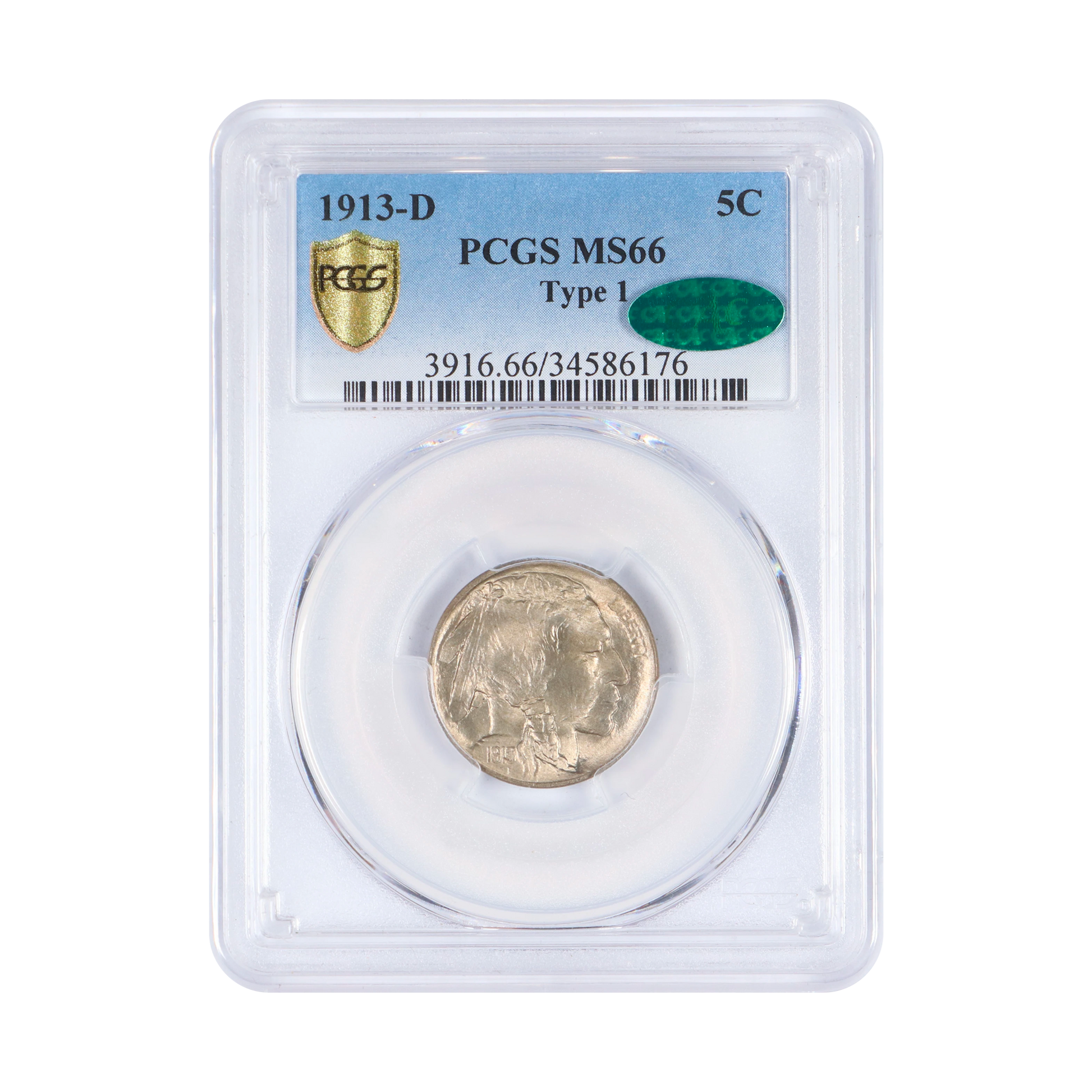 1913 D Buffalo Nickel Denver - Type I - PCGS MS66 CAC - CoinsTV